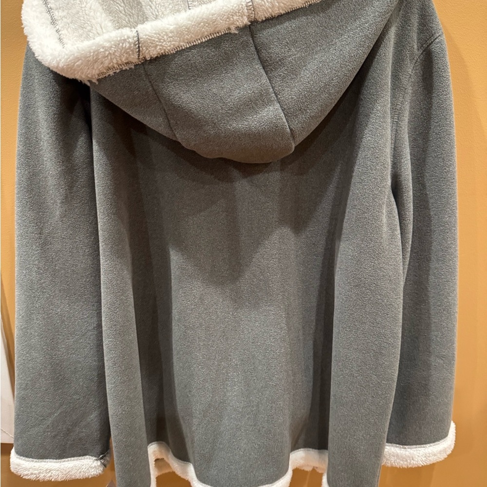 Totes Grey Polar Fleece Cozy Gray and White Sherpa Jacket Full Zip Women’s XXL - Picture 2 of 7